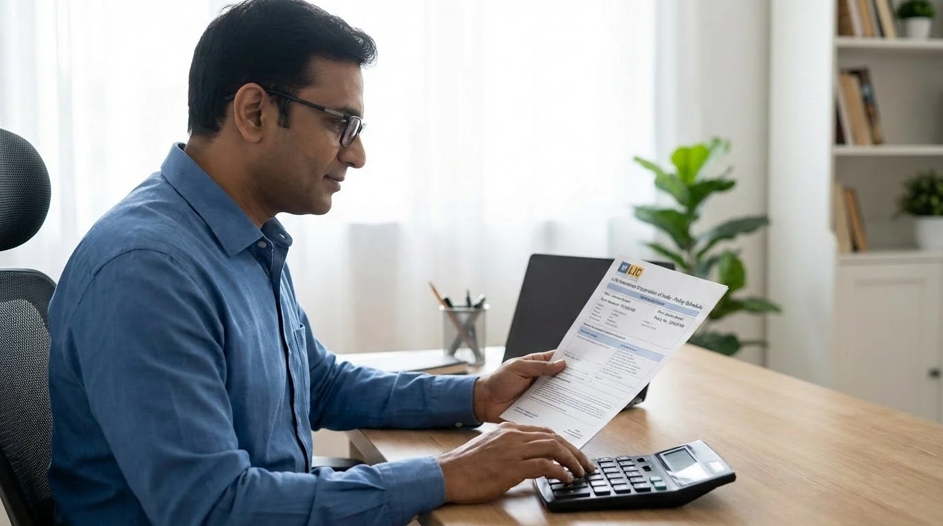 Man checking policy document.